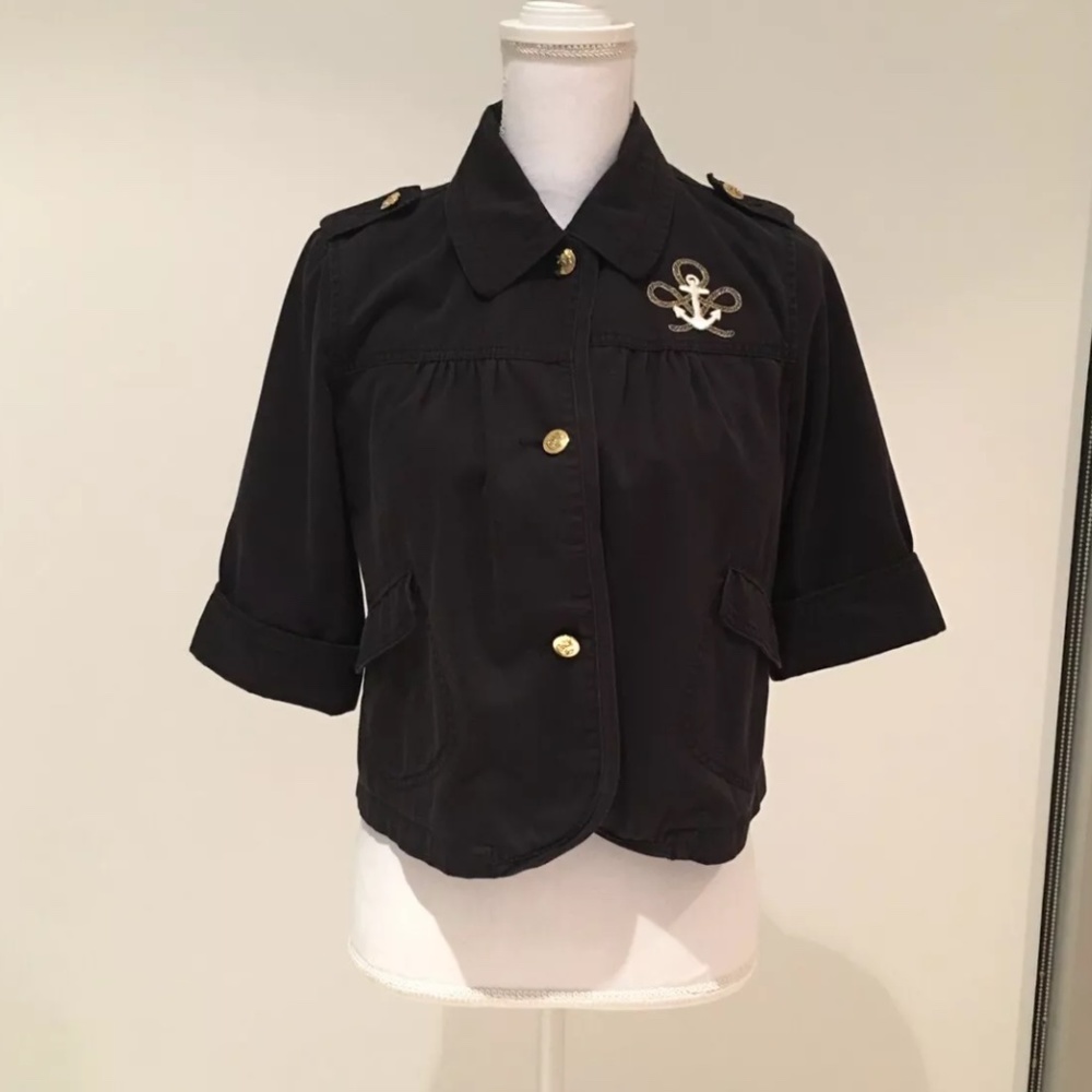 Fashion Cropped Women’s Nautial Jacket  Black Size S